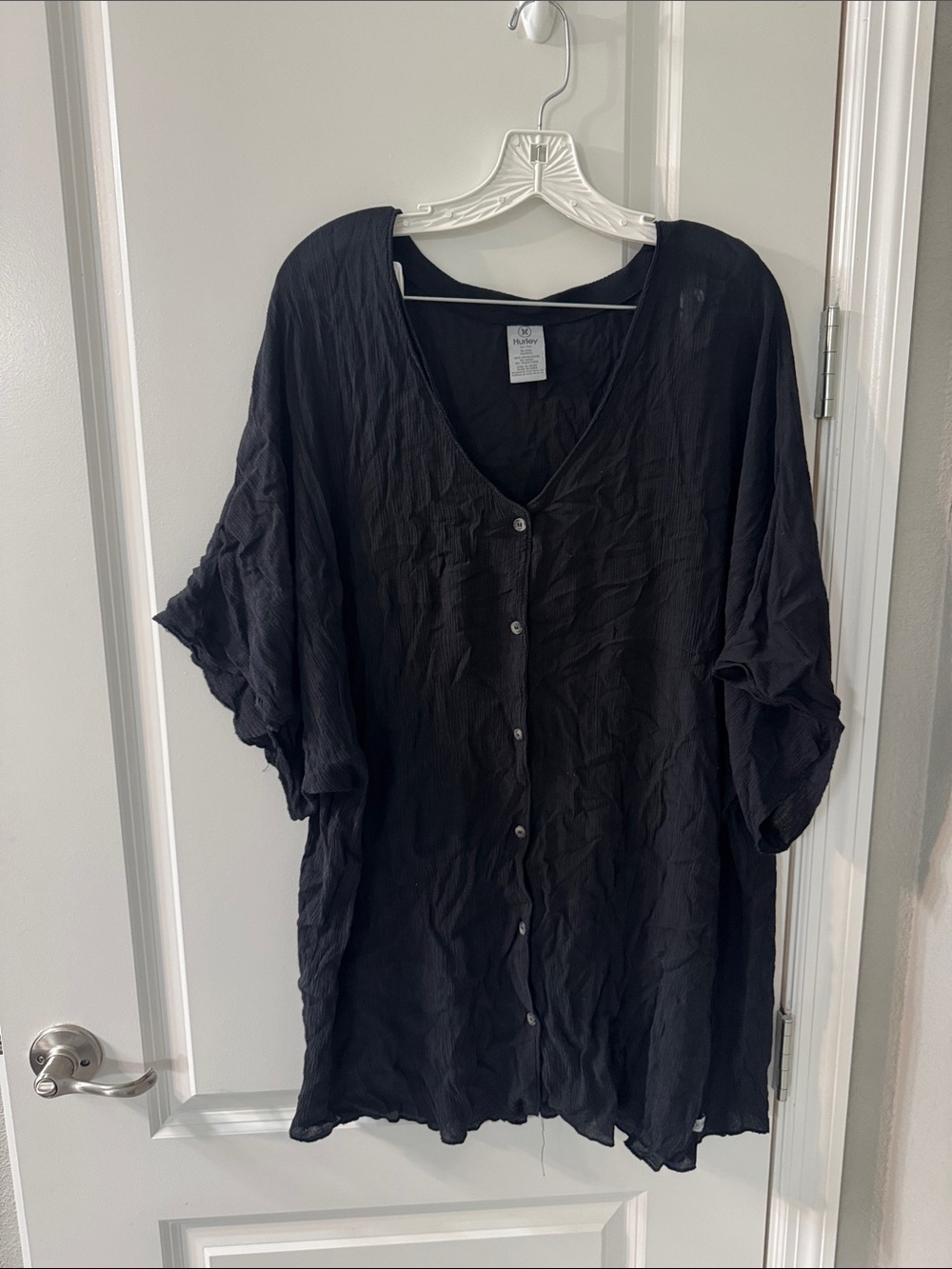 Hurley Black Button-Front Cover up
